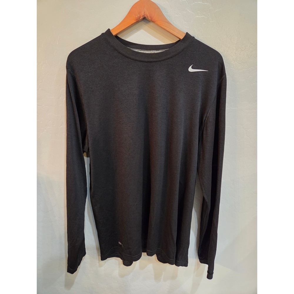 Nike Dri-FIT Mens Long Sleeve Training Shirt Charcoal Gray Large L Activewear